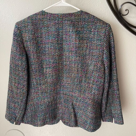 Kasper Womens Multicolor Tweed Blazer Size 10 Hook-and-eye front closure - Picture 2 of 12